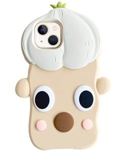 jiatay case for iphone 12 pro max case silicone cute, camera lens protector design kawaii bear 3d thick case protective cover compatible with iphone 12 pro max (onion)