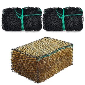 2 pcs square bale hay net 5 mm thick 47 x 20 x 20 inch black large bale net slow feed hay bags horse feeding supplies for horses mules goat cattle stalls barn feed decor (square, 47 x 20 x 20 inch)