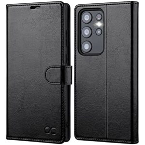 ocase compatible with galaxy s23 ultra 5g case wallet, pu leather flip folio case with card holders rfid blocking kickstand [shockproof tpu inner shell] phone case 6.8 inch (2023) - black