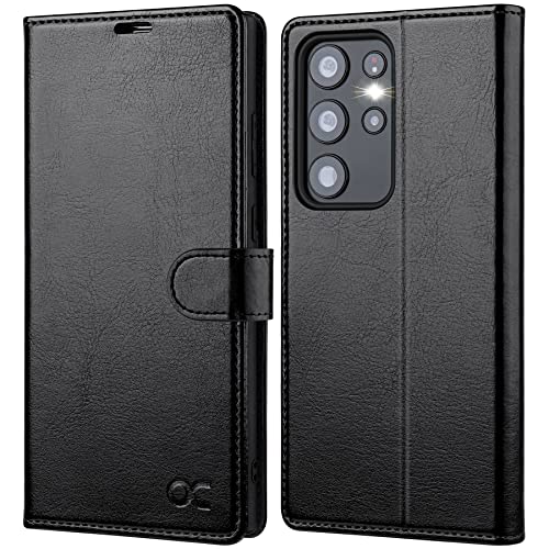 OCASE Compatible with Galaxy S23 Ultra 5G Case Wallet, PU Leather Flip Folio Case with Card Holders RFID Blocking Kickstand [Shockproof TPU Inner Shell] Phone Case 6.8 Inch (2023) - Black