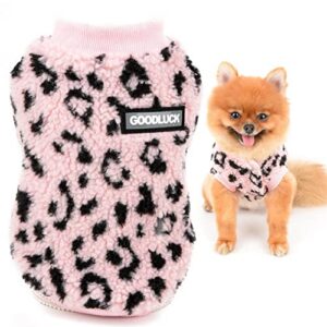 smalllee_lucky_store adorable leopard pet fleece vest jacket winter coat for small dog cat boys girls puppy chihuahua yorkie warm cold weather clothes,pink,m