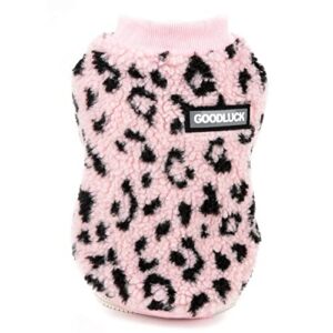 SMALLLEE_LUCKY_STORE Adorable Leopard Pet Fleece Vest Jacket Winter Coat for Small Dog Cat Boys Girls Puppy Chihuahua Yorkie Warm Cold Weather Clothes,Pink,M