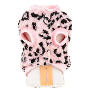 SMALLLEE_LUCKY_STORE Adorable Leopard Pet Fleece Vest Jacket Winter Coat for Small Dog Cat Boys Girls Puppy Chihuahua Yorkie Warm Cold Weather Clothes,Pink,M