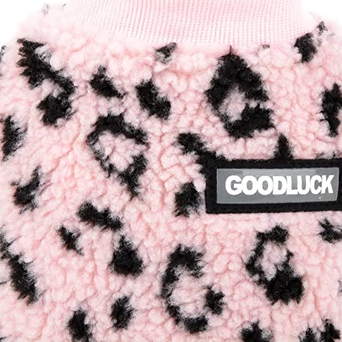 SMALLLEE_LUCKY_STORE Adorable Leopard Pet Fleece Vest Jacket Winter Coat for Small Dog Cat Boys Girls Puppy Chihuahua Yorkie Warm Cold Weather Clothes,Pink,M