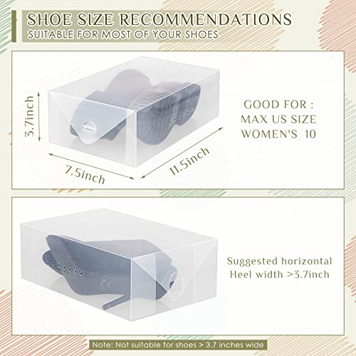 Set of 20 Clear Shoe Storage Boxes Stackable Shoes Organizer for Closet Shoe Organizer Plastic Shoe Containers Heavy Duty Shoe Bins Case for Boot Sneaker, 11.8 x 7.5 x 3.7 Inch