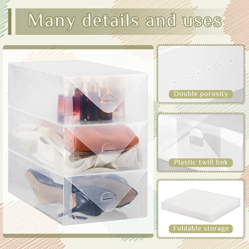 Set of 20 Clear Shoe Storage Boxes Stackable Shoes Organizer for Closet Shoe Organizer Plastic Shoe Containers Heavy Duty Shoe Bins Case for Boot Sneaker, 11.8 x 7.5 x 3.7 Inch