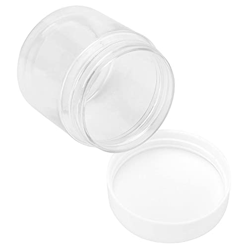 NINGWAAN 60 PACK 2oz Plastic Containers Jars with White Lids, 60ml Clear Containers, Wide-Mouth Mini Refillable Empty Jars for DIY, Beads, Art Crafts