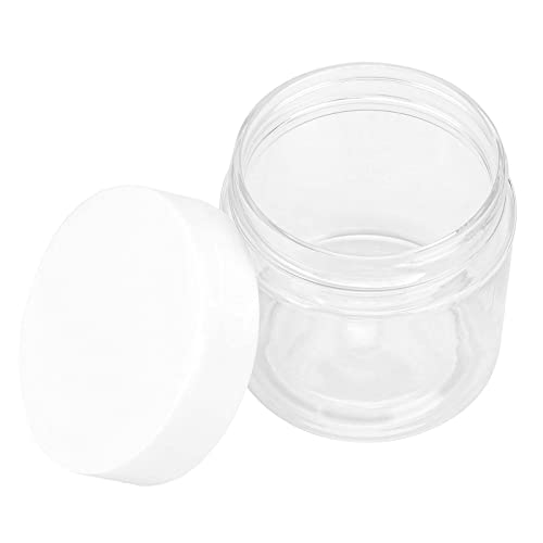 NINGWAAN 60 PACK 2oz Plastic Containers Jars with White Lids, 60ml Clear Containers, Wide-Mouth Mini Refillable Empty Jars for DIY, Beads, Art Crafts