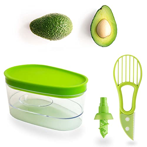 Mazor Store Avocado Keeper and Slicer/ 5 in 1 - Avocados Saver Pitter Set, Storage Container, Remove Pit Safety Knife Tool, Scoop Slice |Keep Fresh | Avo Savers and Holders | Avocado Cover