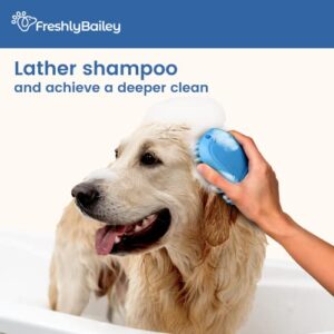 Freshly Bailey Rubber Dog Bath Brush - Silicone Pet Wash & Massage Brush - Perfect for Bathing, Massaging, & Deshedding - Use Wet or Dry, De-shed or Use it to Lather Shampoo For Deeper Clean - Loved by Dogs & Pet Parents