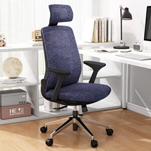 dripex mesh office chair for home, ergonomic desk chair with arms/lumbar support/mesh back/adjustable headrest & height/wheels, computer chairs tilt reclining swivel rolling chair, purple