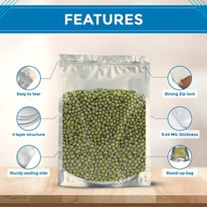 GENERIC 25 PCS 1 Gallon - Mylar bags for food storage, 9.44 Mil (10"x14") Extra Thick Stand-Up Ziplock Bags and Sealable bags, Zipper Pouches with windows