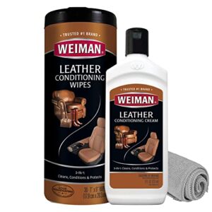 weiman complete auto leather interior cleaning kit for car, truck, motorcycle, rv, motorhome - cleans & restores leather automotive seats & accessories, uvx protection(leather auto kit - wipes)