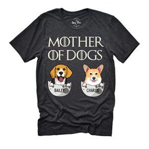 levy paw personalized dog breeds & names mother of dogs (t-shirt (2 dogs))