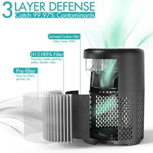 Air Purifiers for Home Large Room Bedroom Pets, H13 HEPA Air Filter, Filters Smoke Dust Mold Odor Allergies, UV-C Light Helps Reduce Germ, Portable Air Cleaner with Remote Timers Child Lock for Home