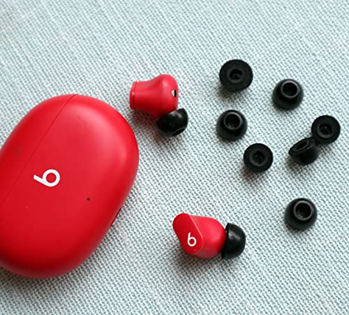 Ear Hooks Memory Foam Ear Tips Kits Compatible with Beats Studio Buds, Anti-Slip Comfortable Noise Reduce Double Flange Eartips Accessories Compatible with Beats Studio Buds Black L/M/S