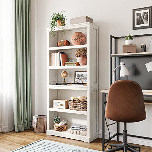 LINSY HOME 5 Shelf Bookcase, Bookshelves Floor Standing Display Storage Shelves 68 in Tall Bookcase Home Decor Furniture for Home Office, Living Room, Bed Room - White Oak