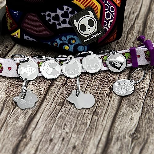 Stainless Steel Cat ID Tags - Engraved Personalized Cat Tags Includes up to 4 Lines of Text with Cat Shape