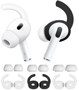 ear hooks compatible with airpods pro 2nd generation, anti-slip non-slip silicone eartips and covers wings tips accessories compatible with airpods pro 2 2022 white black l/m/s