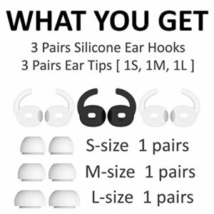 Ear Hooks Compatible with AirPods Pro 2nd Generation, Anti-Slip Non-Slip Silicone Eartips and Covers Wings Tips Accessories Compatible with AirPods Pro 2 2022 White Black L/M/S