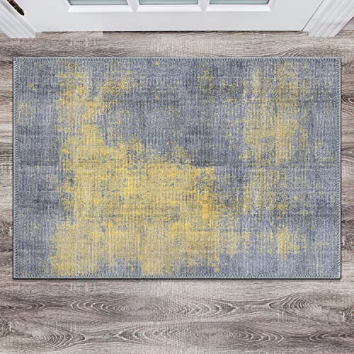 Rugshop Contemporary Abstract Stain Resistant Flat Weave Eco Friendly Premium Recycled Machine Washable Area Rug 2'1"x3' Yellow