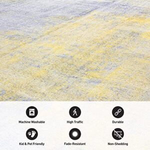 Rugshop Contemporary Abstract Stain Resistant Flat Weave Eco Friendly Premium Recycled Machine Washable Area Rug 2'1"x3' Yellow