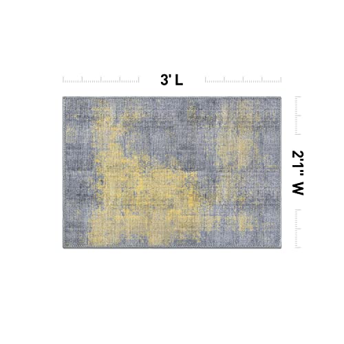 Rugshop Contemporary Abstract Stain Resistant Flat Weave Eco Friendly Premium Recycled Machine Washable Area Rug 2'1"x3' Yellow