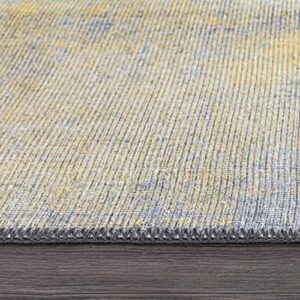 Rugshop Contemporary Abstract Stain Resistant Flat Weave Eco Friendly Premium Recycled Machine Washable Area Rug 2'1"x3' Yellow