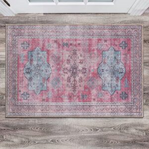 rugshop distressed transitional bohemian stain resistant flat weave eco friendly premium recycled machine washable area rug 2'1"x3' multi