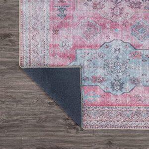 Rugshop Distressed Transitional Bohemian Stain Resistant Flat Weave Eco Friendly Premium Recycled Machine Washable Area Rug 2'1"x3' Multi