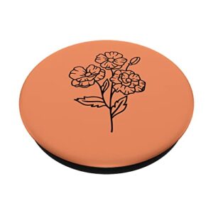 Papaya - Poppy Boho Floral Line Art Minimalist PopSockets Swappable PopGrip