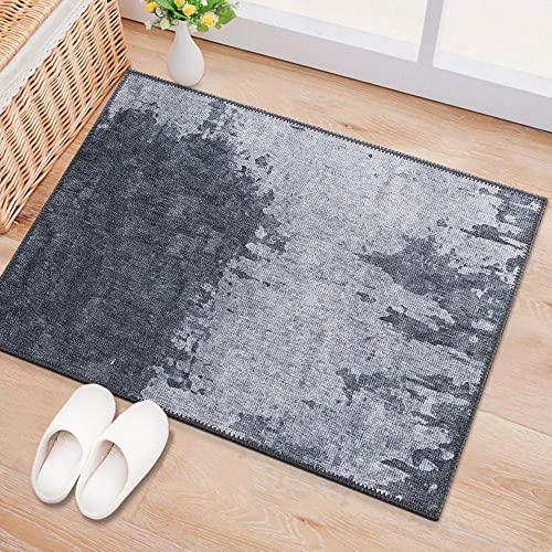 Rugshop Distressed Abstract Stain Resistant Flat Weave Eco Friendly Premium Recycled Machine Washable Area Rug 2'1"x3' Gray