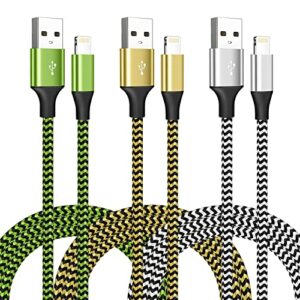 iphone charger 3pack 6ft usb lightning cable cord，mfi certified apple charger fast charging nylon braided iphone cable,compatible with iphone 14/13/12/11/x/pro/max/8/7/6/6s/se/plus/ipad