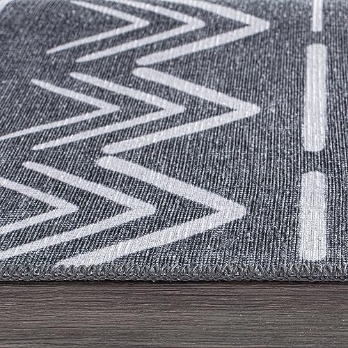 Rugshop Contemporary Geometric Bohemian Stain Resistant Flat Weave Eco Friendly Premium Recycled Machine Washable Area Rug 8'4"x11'6" Dark Gray