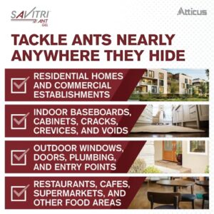 Savitri Ant Gel Bait (4 x 30 Grams) by Atticus (Equivalent to The Leading Brand) - Indoxacarb Ant Control for Indoor and Outdoor Use