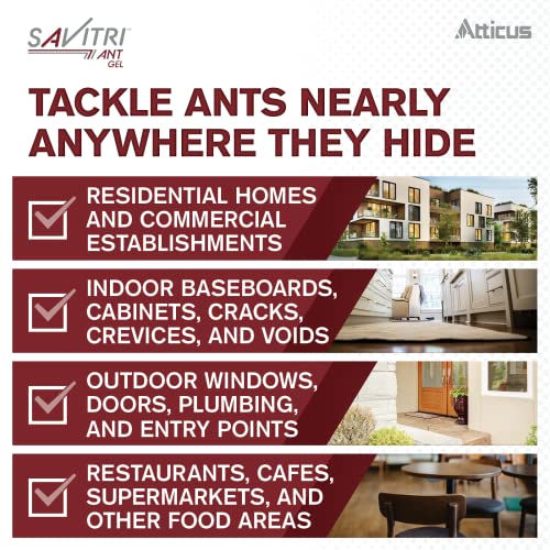 Savitri Ant Gel Bait (4 x 30 Grams) by Atticus (Equivalent to The Leading Brand) - Indoxacarb Ant Control for Indoor and Outdoor Use