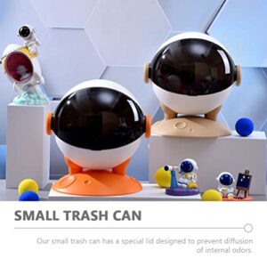 Zerodeko Desktop Trash Can Astronauts Garbage Bucket Small Container Bin Spaceman Shape Wastebasket with Lid Makeup Brush Holder Pen Pencil Cup for Home Office