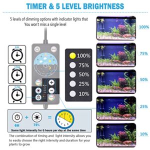 Uelfbaby Super Bright LED Aquarium Light 24/7 Mode 24W for 18"-24" Fish Tank (10/15/20 Gallon Tank), Full Spectrum Fish Tank Light with Adjustable Timer On/Off, 7 Colors Adjustable Brightness