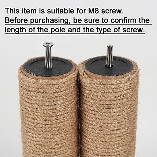 NEUMIHARO 9.8" to 21.7" 25cm to 55cm M8 M10 Scratching Post Replacement Jute Pole for Cat Tree (M8, 13.8in/35cm)