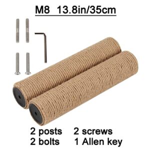 NEUMIHARO 9.8" to 21.7" 25cm to 55cm M8 M10 Scratching Post Replacement Jute Pole for Cat Tree (M8, 13.8in/35cm)