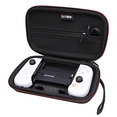 LTGEM case for Backbone One Mobile Gaming Controller, Handheld Gaming Console Portable Travel Holder, Extra Mesh Pocket for Cables Power Bank Accessories - black