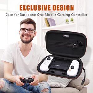 LTGEM case for Backbone One Mobile Gaming Controller, Handheld Gaming Console Portable Travel Holder, Extra Mesh Pocket for Cables Power Bank Accessories - black