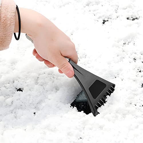 2 PCS Car Snow Shovel Scraper, Ice Frost Cleaning Tools, Auto Snow Removal with Foam Handle, Universal for Car Truck SUV Windshield and Window, Mirrors, Scratch-Free Car Winter Accessories (Black)