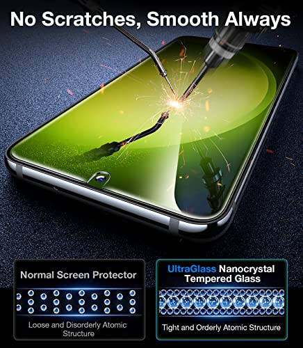 UltraGlass Only for Samsung Galaxy S23 Screen Protector [Military SGS Shatterproof] Fingerprint Compatible for Samsung Galaxy S23 Tempered Glass [UNBREAK TOP 9H Glass & Longest Durable] 2 Packs