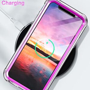 Hocase for iPhone 12 Case iPhone 12 Pro Case, (with Built-in Screen Protector) Cute Rugged Shockproof Slim Lightweight TPU Full Body Protective Case for iPhone 12/12 Pro (6.1") - Purple Meets Pink