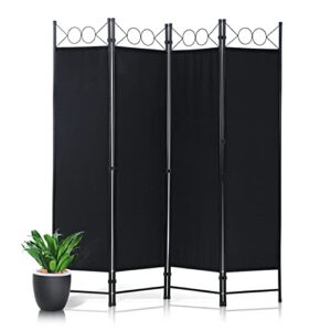 room divider,folding privacy screen 4 panels portable wall divider partition room dividers for home office room separation,black