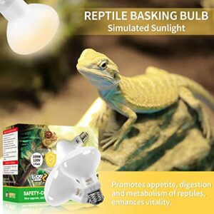 LUCKY HERP New Upgrade 100W Reptile Heat Lamp Bulb (3rd Gen, Safer), Amphibian Basking Spot Light Bulb, UVA Reptile Daylight Bulb for Turtle, Bearded Dragon, Lizard Heating Use (2 Pack)