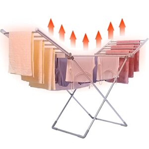 PHASFBJ Foldable 45-55℃ Constant Temperature Electric Heated Drier Clothes Airer Hanger Shoes Drying Rack with Waterproof Power Switch for Laundry Room School