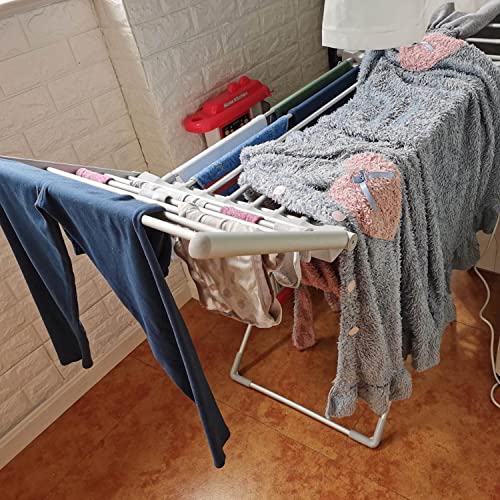 PHASFBJ Foldable 45-55℃ Constant Temperature Electric Heated Drier Clothes Airer Hanger Shoes Drying Rack with Waterproof Power Switch for Laundry Room School