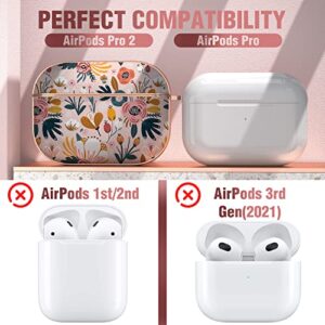 Maxjoy for Airpods Pro 2nd Generation/1st Generation Case Cover, Flower AirPod Pro 2 Case for Women Cute Protective Hard iPod Pro 2 Case with Keychain for AirPods Pro (2023/2022/2019)
